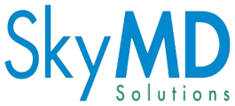 SkyMD Solutions logo showing healthcare telemedicine branding and medical technology.