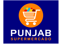 Shopping cart with fresh produce at Punjab Supermercado, a local grocery store in Italy.