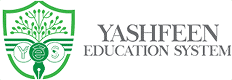 Modern Yasheen Education System logo with green shield and academic symbols.